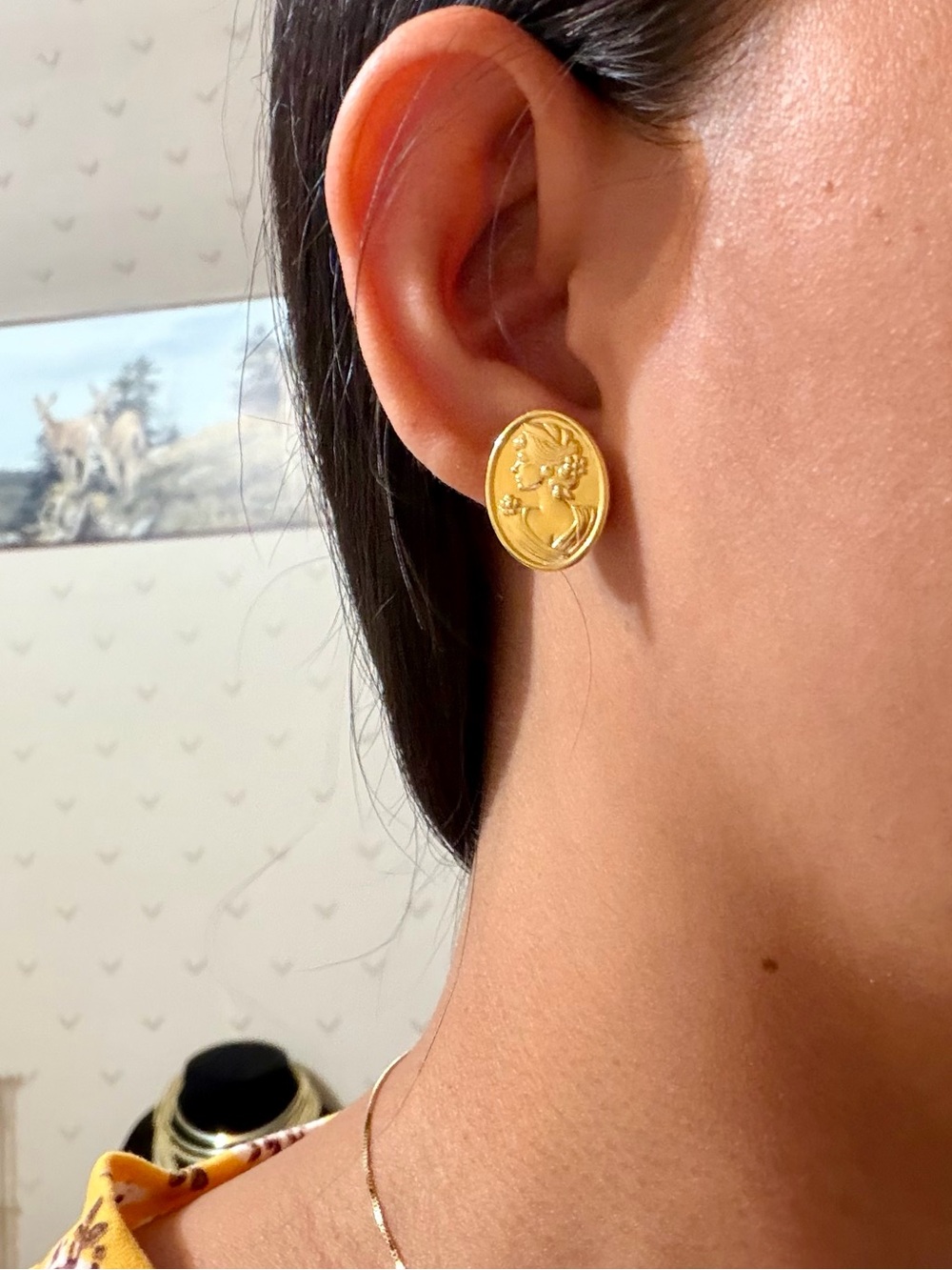 New Real 18k Saudi Solid Gold Oval Earrings